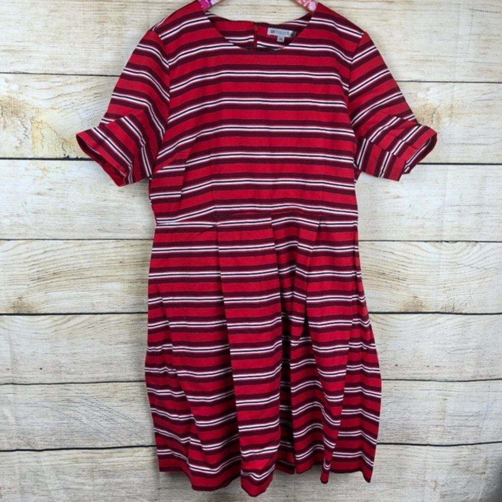 Red striped DE Collection dress size XXL